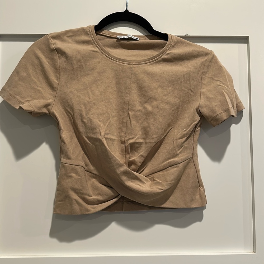 Zara Tan Twist Crop Top
